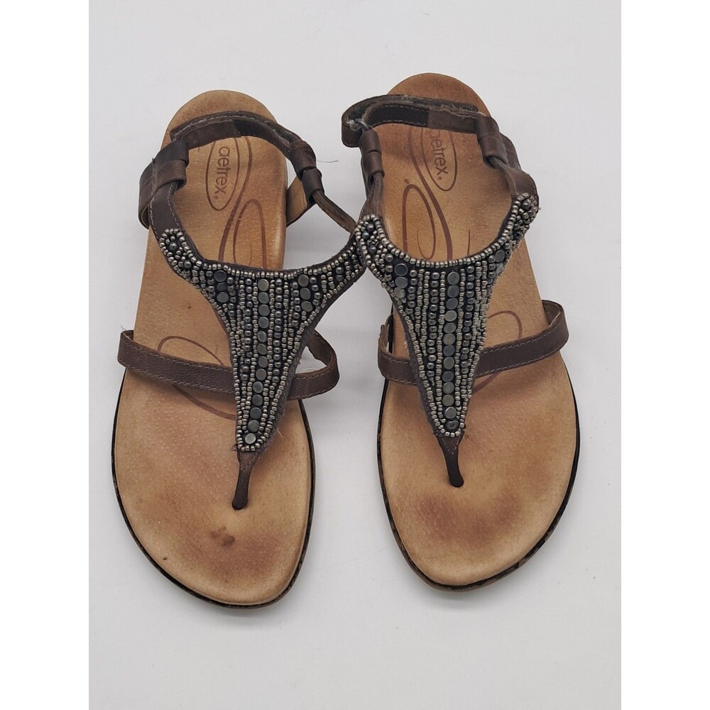 Aetrex Sandals Women's Size 38 Sheila Strappy Thong Sandals